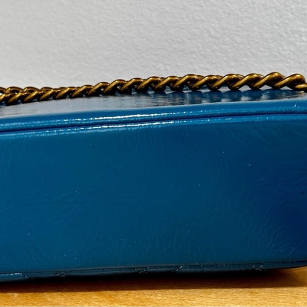 Kurt Geiger Blue Quilted Patent Leather Crossbody Bag - Picture 8 of 11